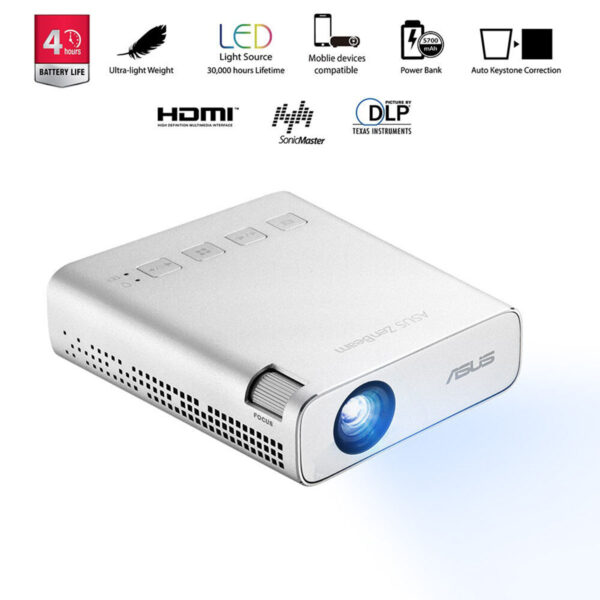 Asus Zenbeam E1r Mini Wvga 200 Led Lümen Dahili Bataryalı Taşınabilir Led Projeksiyon Cihazı 1