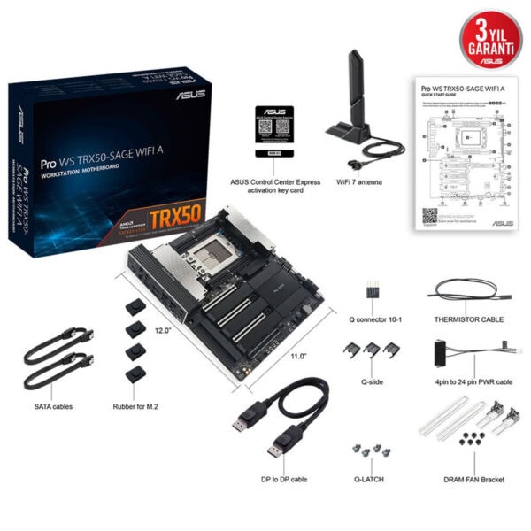 Asus Pro Ws Trx50 Sage Wifi A Amd Trx50 Ddr5 Str5 Wi Fi 7 10gb Ethernet M.2 Usb4 Ceb Workstation Anakart 16