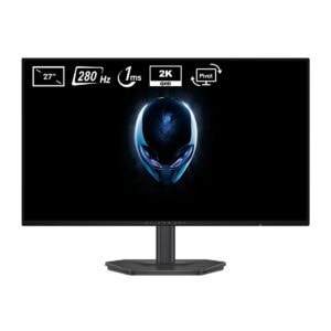 Dell Alienware AW2726DL 27 inç 280Hz 1ms 2K QHD IPS Pivot oyun monitörü ön yüzü ve ince çerçeve.