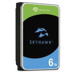 Seagate SkyHawk 6TB 5400RPM 256MB Önbellek 3.5 inç SATA 3.0 hard diskı görseli, yeşil üst bölüm ve mavi alt bölüm ile görüntüleniyor.